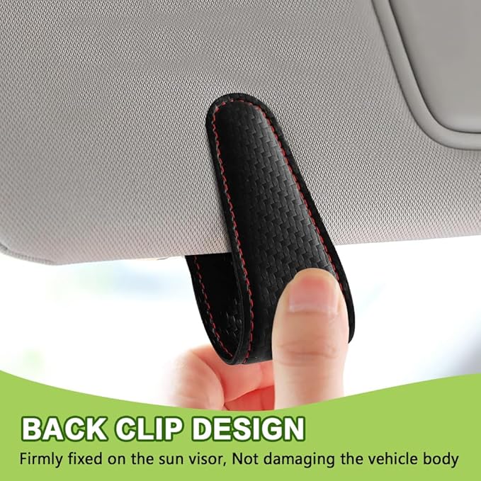 Sunglass Holder for Car, Sunglasses Clip for Car Visor, Magnetic Leather Vehicle Eyeglass Hanger Clip, Auto Ticket Card Glasses Organizer Clamp Accessories for SUV Sedan (Carbon Fiber)