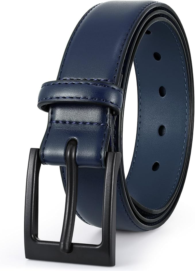 XZQTIVE TSA Belt For Men Metal Free Dress Belts Hypoallergenic Leather Belt With Black Buckle Nickle Free