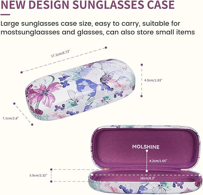 molshine Hard Shell Sunglasses Case, Classic Large Glasses Case for Women Men, Sunglass Eyeglasses