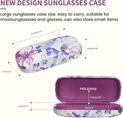 molshine Hard Shell Sunglasses Case, Classic Large Glasses Case for Women Men, Sunglass Eyeglasses