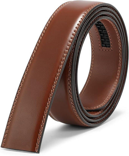 JASGOOD Ratchet Belt Replacement Strap 1 1/8", Leather Belt Strap for 35MM Slide Click Buckle