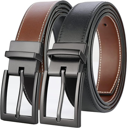 Lavemi Mens Belt Reversible 100% Italian Leather Dress Casual,One Reverse for 2 Colors,Trim to Fit