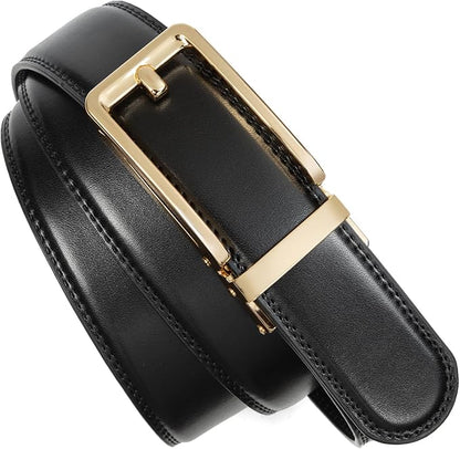 Founders & C Men's Leather Ratchet Comfort Click Belt Dress with Slide Buckle -Adjustable Trim to Fit