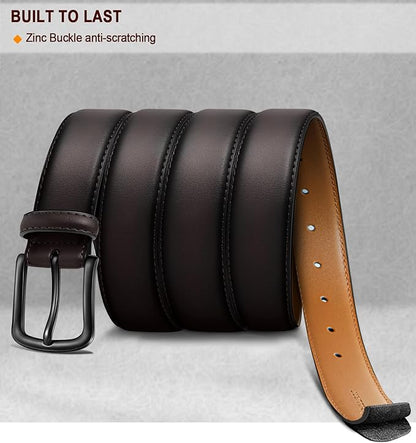 BULLIANT Men Belt-Leather Belt 7 Holes Comfortable for Men Dress Casual Jeans 1 3/8"