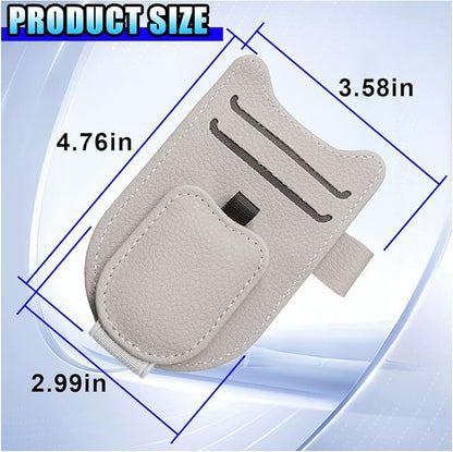 2PCS Sunglass Holder for Car Sun Visor, Magnetic Leather Vehicle Glasses Eyeglass Mount & Ticket Card Clip, Automotive Interior Visor Accessories, Universal for Sedan SUV Truck (Beige)