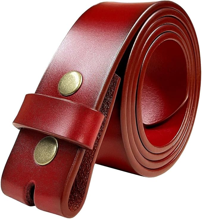 Men's Replacement Belt Strap 100% Genuine Leather Plain Casual Belt Strap with Snaps 1-1/2"(38mm) Wide