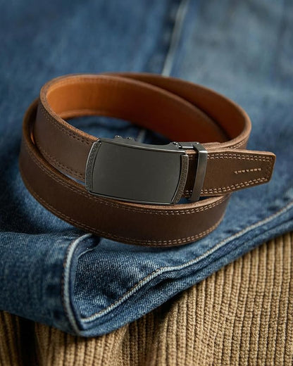 CHAOREN Mens Belt Leather Ratchet Belt - Customizable Fit, Effortless Style (35mm)