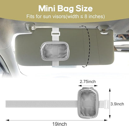 Garage Door Opener Holder for Visor, Mini Universal Bag for Garage Door Key Fob Remote Control, Adjustable Visor Case for Car Key Fob, Lipsticks Cosmetics Small Items (Gray)