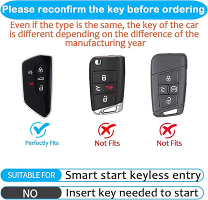 Sindeda for Volkswagen Key Fob Cover with Keychain Soft Full Protection Key Shell Key Case Compatible with VW MK8 Golf/GTI Skoda Octavia (White)