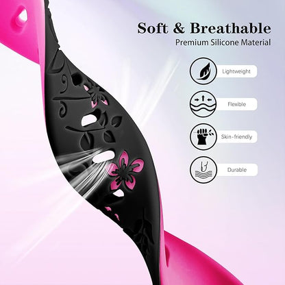 Laband 18mm Floral Engraved Band Compatible With Garmin Venu 3S 41mm/Venu 2S/Vivoactive 4S/Vivomove 3S/Venu 4 41mm/Forerunner 255S/Forerunner 265S,Soft Slim Silicone Cute Embossed Flower Strap for Men