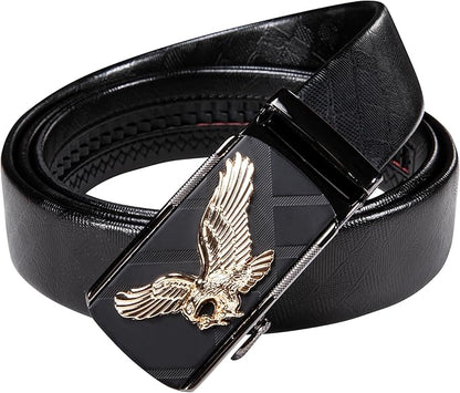 Dubulle Designer Ratchet Belt for Men Leather Fashion Adjustable Automatic Buckle Sliding Removable Dress Casual