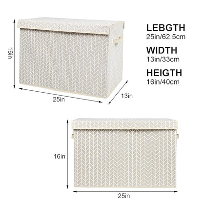 Mayniu Kids Toy Storage Box Chest with Lid, Sturdy Toy Bin Organizer for Kids, Girls, Boys, Living Room, Nursery, Bedroom, Playroom 25"x13" x16" (Beige)