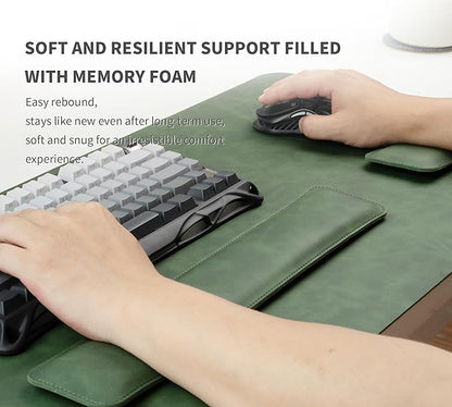 RENMTURE Large Mouse Pad and Keyboard Wrist Rest, Desk Pad for Keyboard and Mouse, Large Gaming Mouse Pad with Wrist Support, Desk Mat for Work and Gaming (Dark Green)