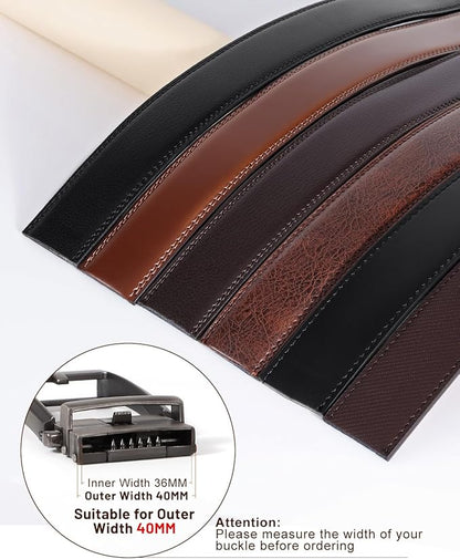 BELTROAD Ratchet Belt Strap for Men Leather Belts Without Buckle Replacement Leather Belt Strap Only 35mm for 40mm Buckle