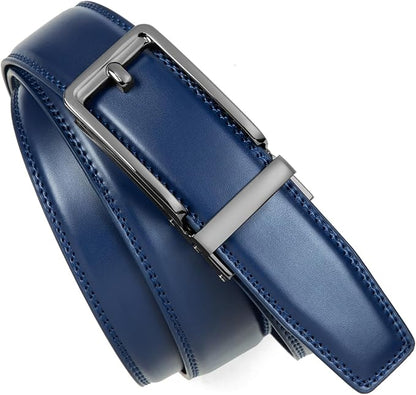 Founders & C Men's Leather Ratchet Comfort Click Belt Dress with Slide Buckle -Adjustable Trim to Fit