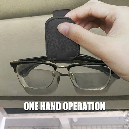 2 Pack Leather Car Visor Sunglass Holder, Magnetic Leather Glasses Eyeglass Hanger Clip for Car, Sunglass Clip Glasses Holder for Car Visor（Black）