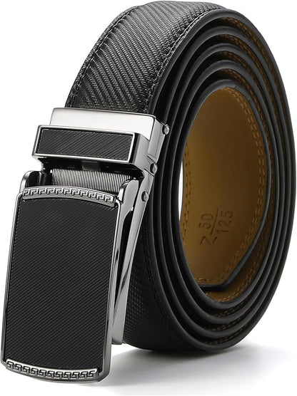 Men's Belt, Leather Ratchet Belt For Men's Dress 3.0cm,1 1/8" Size Adjusted Automatic Buckle