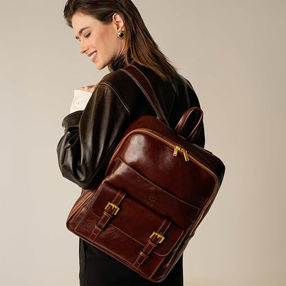 Time Resistance Leather Backpack for Men and Women - Laptop Bag up to 15” - Brown Business Rucksack