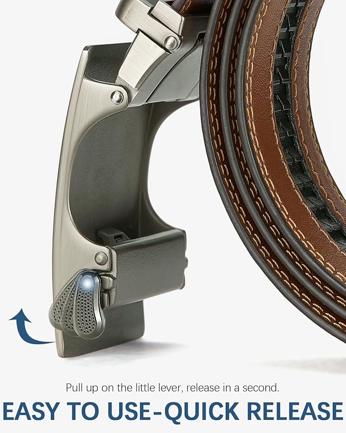 BOSTANTEN Ratchet Leather Belt For Men 2 Pack Dress and Casual with Adjustable Buckle, Trim to Fit