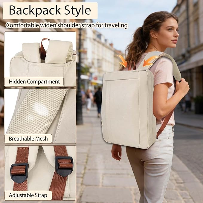 Stuery Faux Leather Messenger Bag for Men 17-17.3 Inch: Laptop Bag Briefcase Computer Handbags Shoulder Crossbody Bag with Padded Laptop Sleeve for Work College Travel, Beige White