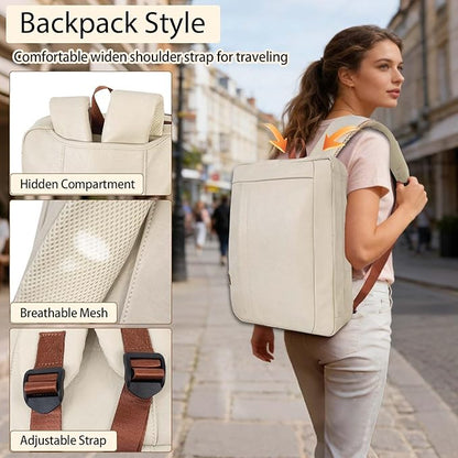 Stuery Faux Leather Messenger Bag for Men 17-17.3 Inch: Laptop Bag Briefcase Computer Handbags Shoulder Crossbody Bag with Padded Laptop Sleeve for Work College Travel, Beige White