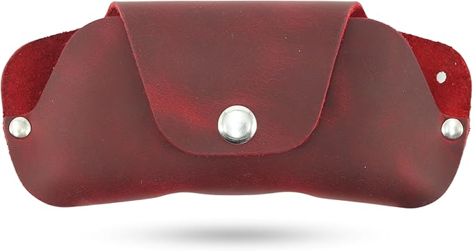 Toprank Leather Eyeglass Case - Handmade Slim Sunglasses Holder, Genuine and Universal Fit for Men and Women