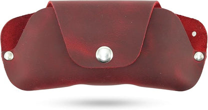 Toprank Leather Eyeglass Case - Handmade Slim Sunglasses Holder, Genuine and Universal Fit for Men and Women