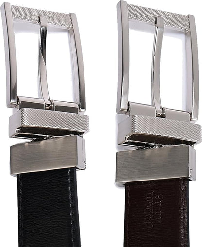 Belts for Men Reversible Leather 1.25” Waist Strap Fashion Dress Buckle Beltox