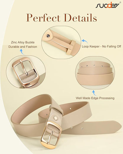 SUOSDEY Women Belts For Jeans Dresses Pants Ladies Leather Waist Belt with Elegant Buckle, Width 1.3"