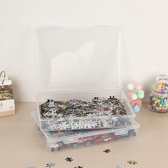 BTSKY Clear Plastic Storage Box with Flap Lid, Multipurpose Craft Organizers and Storage Box Art Supply Storage Organizer Plastic Sewing Box for Pencils Markers Notebooks A4 Files, 3 Pack Large