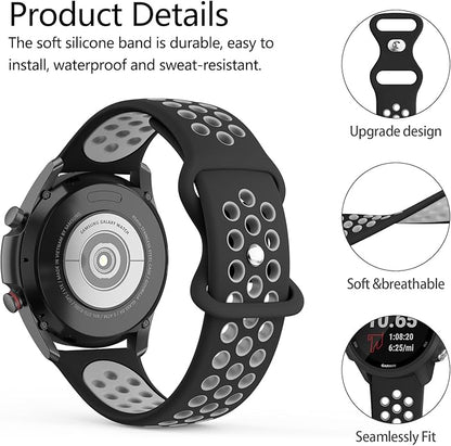 Meliya 20mm 22mm Watch Bands Quick Release Replacement Wristband, Soft Silicone Bands Breathable Sport Replacement Straps for Men Women
