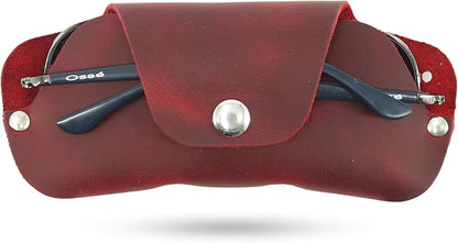 Toprank Leather Eyeglass Case - Handmade Slim Sunglasses Holder, Genuine and Universal Fit for Men and Women