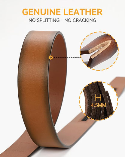 CHAOREN Ratchet Belts for Men - 1.5" Mens Belt Genuine Leather for Causual Jeans - Customizable Style, Versatile Fit