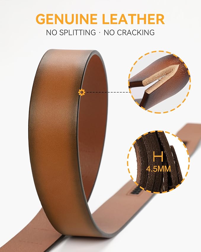 CHAOREN Ratchet Belts for Men - 1.5" Mens Belt Genuine Leather for Causual Jeans - Customizable Style, Versatile Fit