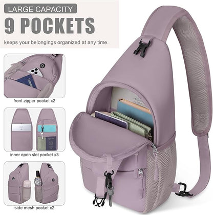 Pritent Crossbody Bags for Women Men Trendy Sling Bag Backpack Casual Chest Bag with Convertible Shoulder Strap