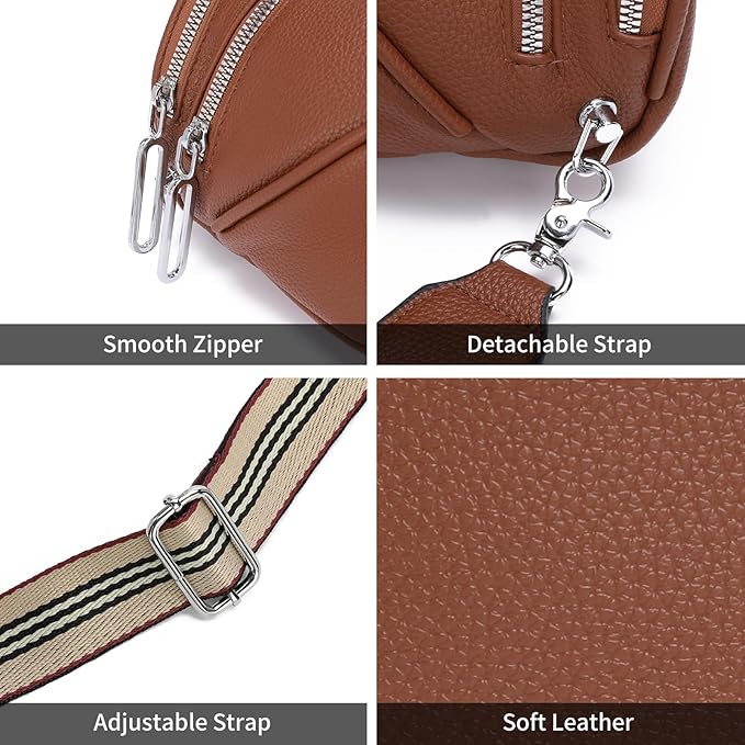 GAEKEAO Crossbody Bum Bags for Women Vegan Leather Fanny Packs Belt Bag Trendy Cross Body Purse Travel