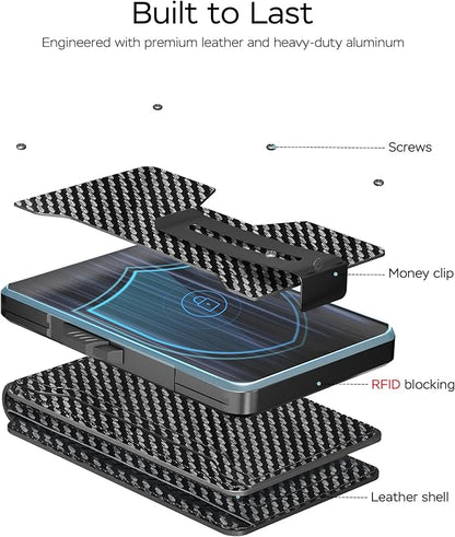Smart Pop Up Wallet for Men with AirtTag Holder - Sleek Low Profile Money Clip Wallet, RFID Blocking Metal Credit Card Holder Fits Front Pocket, 11 Cards, ID Window, Magnetic Closure, Mens Gift