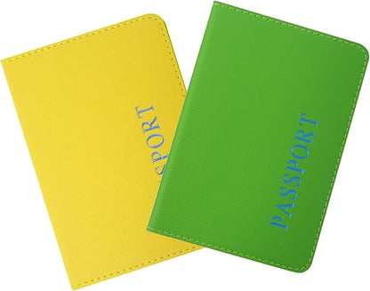 Honbay 2PCS Artificial Leather Passport Holder Cover Passport Case for Men and Women