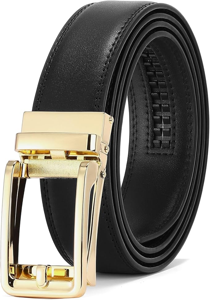 SENDEFN Men's Leather Dress Casual Belt 1 3/8" Automatic Adjustable Click Buckle Belts with Gift Box