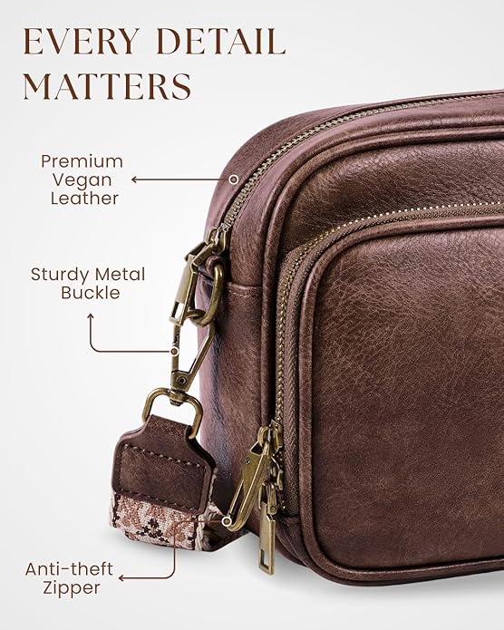 Crossbody Bags with Built-in Wallet, Anti-Theft Travel Purse with Card Slots, Trendy Vegan Shoulder Bag for Women Men