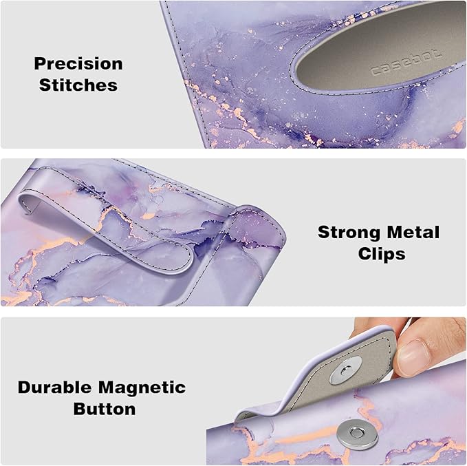 CaseBot Car Visor Tissue Holder, Sun Visor Napkin Holder, Mask Holder, PU Leather Backseat Tissue Box for Truck SUV, Lilac Marble