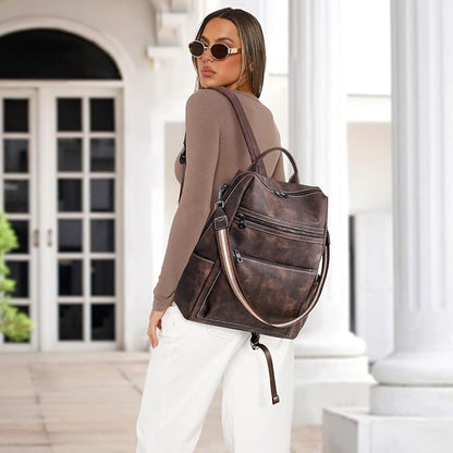 AGLOD Vegan Leather Laptop Backpack for Women 15.6 Inch Work Backpack Purse for Travel College