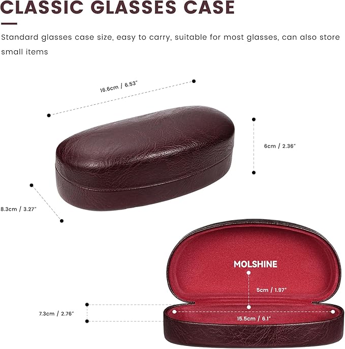 molshine Hard Shell Sunglasses Case,Classic Large Glasses Case for Sunglass, Eyeglasses with Cleaning Cloth, Pocket