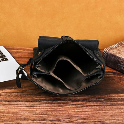 Le'aokuu Mens Genuine Leather Fanny Small Messenger Shoulder Satchel Waist Bag Pack 8711