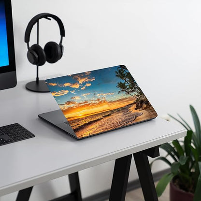 KEROM Compatible with MacBook Pro 13 inch Case 2022-2016 Release M2 M1 A2338 A2289 A2251 A2159 A1989 A1706, Plastic Hard Shell Case & Keyboard Cover, Has Logo Cutout, Beach Sunset
