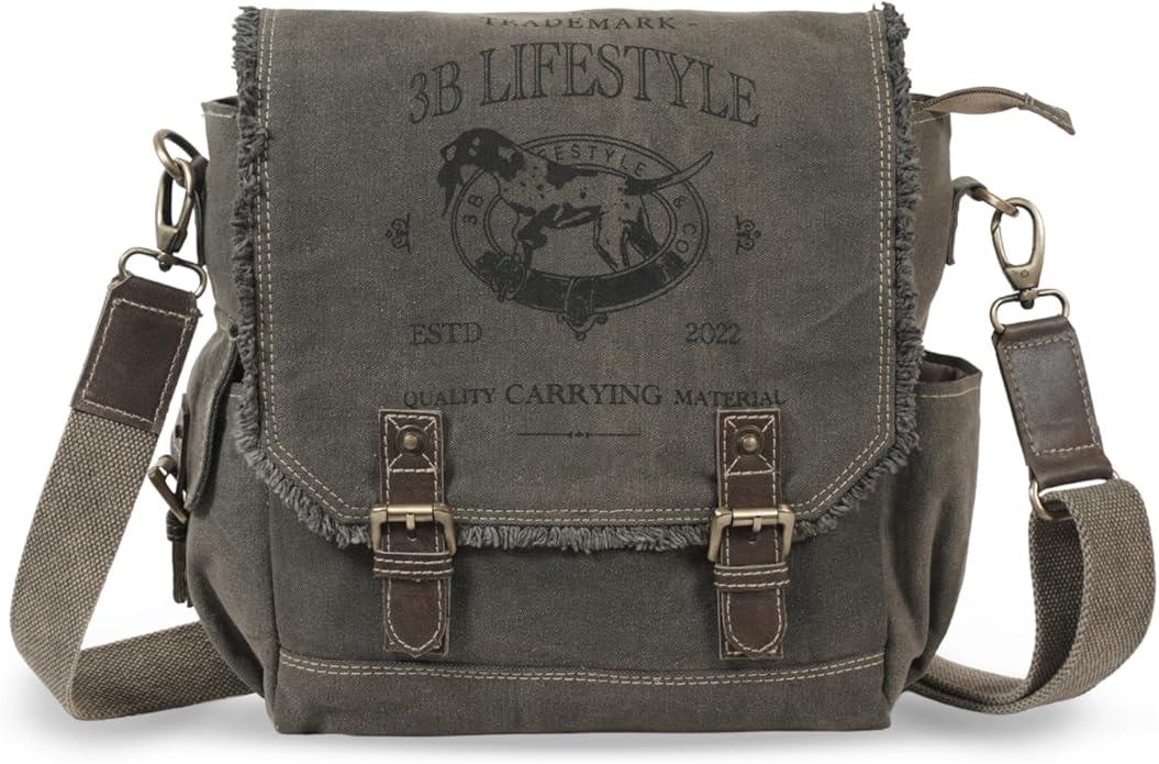 Roven - Vintage Canvas Leather Messenger Bag for Men & Women