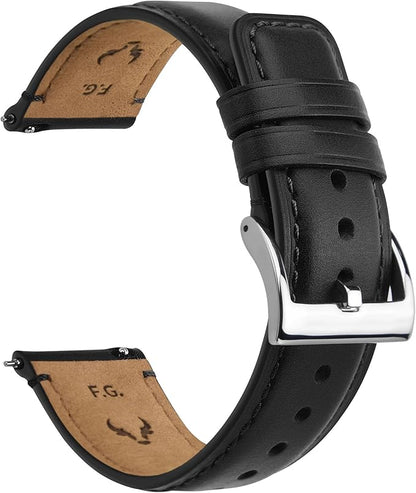 Fullmosa Leather Watch Bands for Men, 22mm 20mm 18mm Quick Release Watch Bands Strap - Burnished Band Vintage Wristband with Stainless Steel Metal Clasp