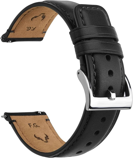 Fullmosa Leather Watch Bands for Men, 22mm 20mm 18mm Quick Release Watch Bands Strap - Burnished Band Vintage Wristband with Stainless Steel Metal Clasp