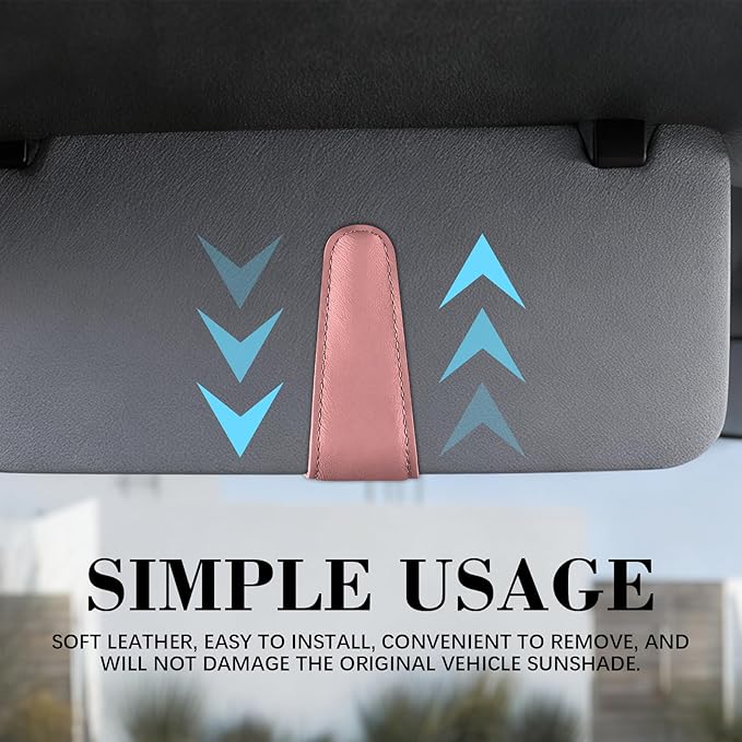 Magnetic Sunglasses Holder for Car Sun Visor, Leather Eyeglasses Clip, Secure Glasses Hanger with Ticket Card Slot