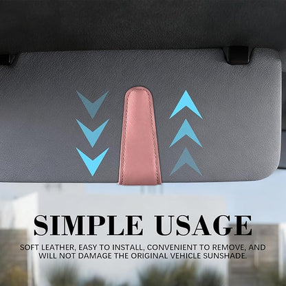 Magnetic Sunglasses Holder for Car Sun Visor, Leather Eyeglasses Clip, Secure Glasses Hanger with Ticket Card Slot